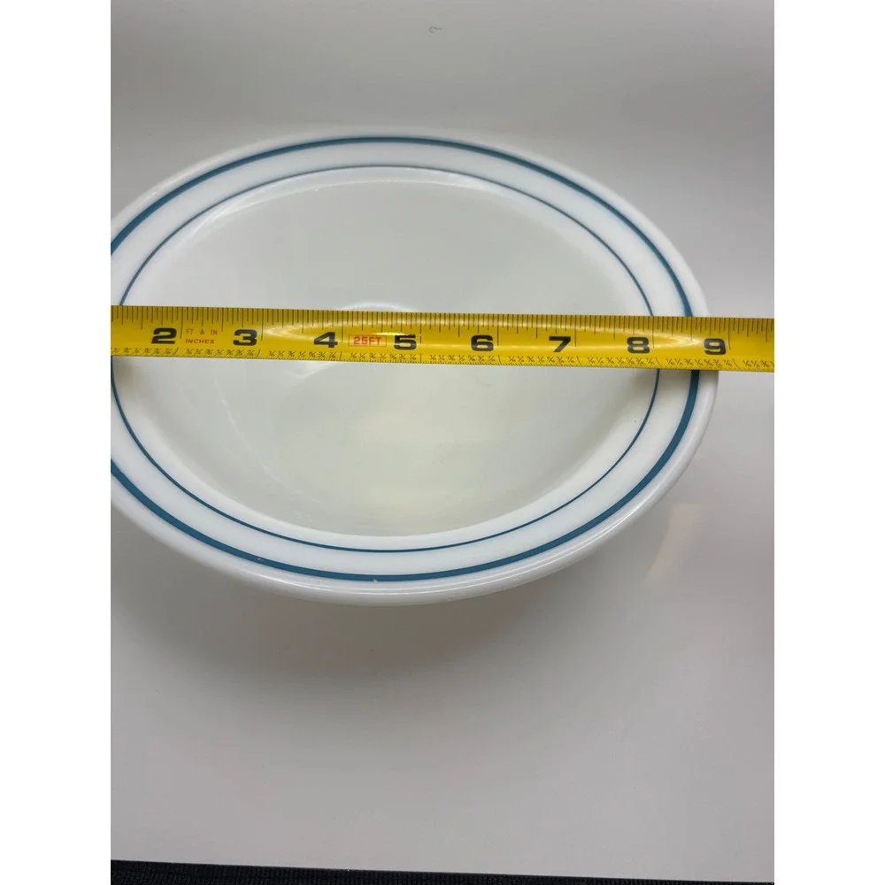 VintAnchor Hocking Fire-King 350 Milk Glass Mixing Bowl Blue Bands 938 USA